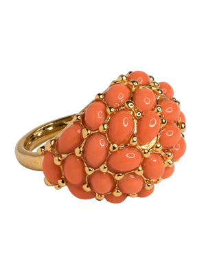 Gold Light Coral Cab Ring