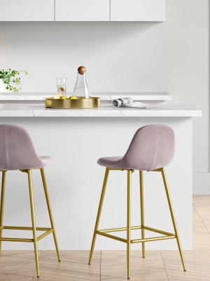 Copley Counter Height Barstool Blush Velvet/brass - Project 62™