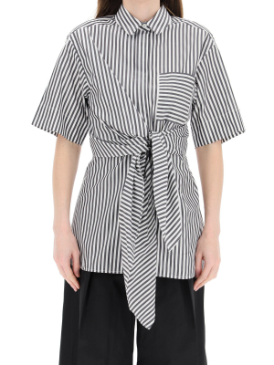 Sportmax Giro Belted Striped Poplin Shirt