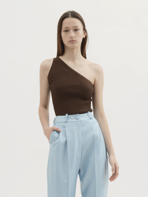 One Shoulder Ribbed Top