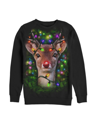 Men's Lost Gods Ugly Christmas Rudolph Lights Sweatshirt