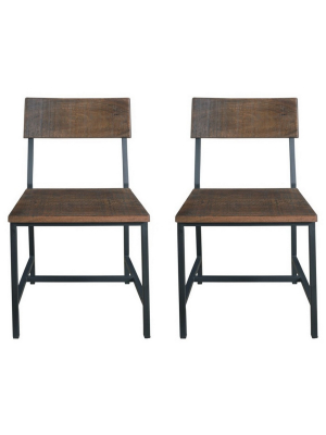 Set Of 2 Woodbridge Dining Chairs Distressed Brown - Treasure Trove