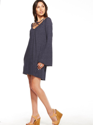 Triblend Jersey Bell Sleeve Strappy Mini Dress