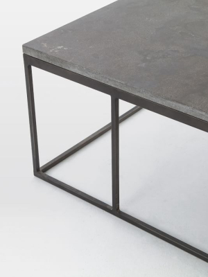 Limestone & Iron Rectangular Coffee Table