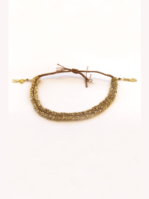 Marie Laure Chamorel Gold & Beige Silk Bracelet