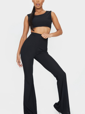 Recycled Black Scoop Neck Crop Top & Kick Flare...