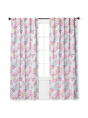 Twill Blackout Floral Print Curtain Panel Apricot Ice - Pillowfort™