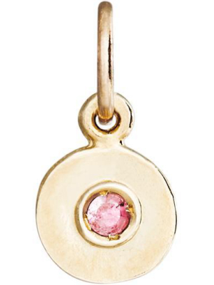 Birth Jewel Mini Disk Charm With Pink Tourmaline