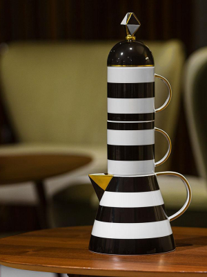 Vista Alegre Pharos Set Of 2 Mugs In Black & White