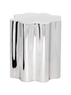 Dahlia Side Table, Polished Stainless