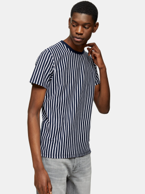 Navy And White Vertical Stripe T-shirt