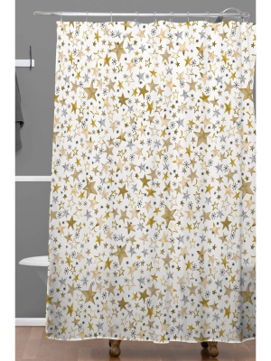 Ninola Design Winter Stars Holiday Christmas Shower Curtain Yellow - Deny Designs