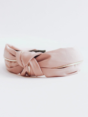 Fabric Gold Knotted Headband - Lilac Pink