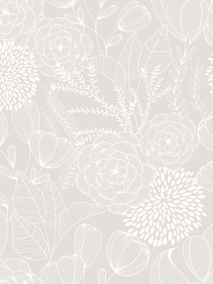 Alannah Botanical Wallpaper In Bone From The Bluebell Collection By Brewster Home Fashions