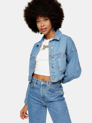 Mid Blue Cropped Denim Jacket