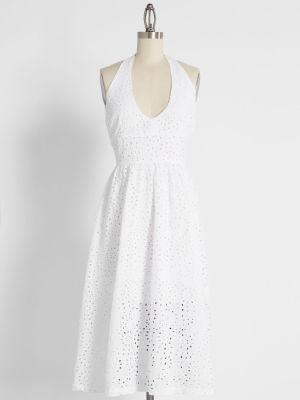 Apple Of My Eyelet Cotton Halter Dress