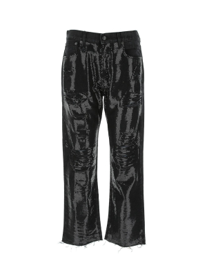 R13 Sequin Embellished Bootcut Jeans