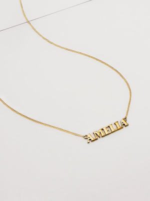 18k Gold Vermeil Nameplate Necklace With Curb Chain