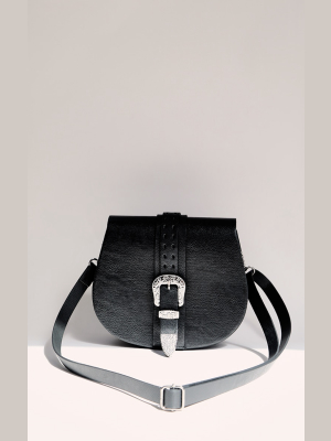 Black Western Buckle Saddle Cross Body Bag