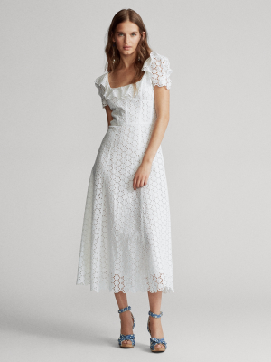 Linen Eyelet Midi Dress