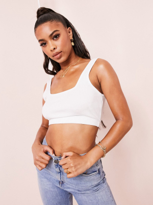 Asos Luxe Crop Cami With Square Neck And Low Back In White