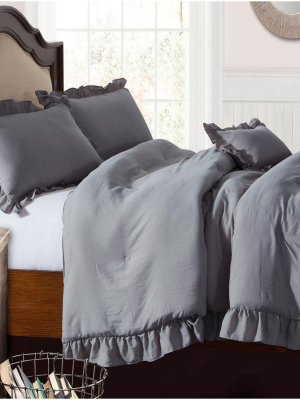 Lily Ny Pre-washed Farmhouse Ruffled Comforter 4 Pc Set