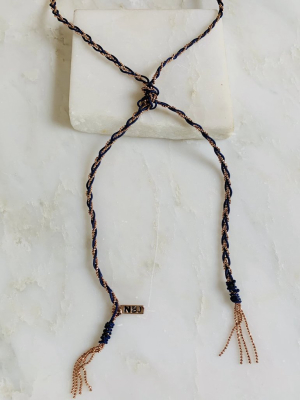 Lyra Necklace/bracelet, Navy & Rose Gold