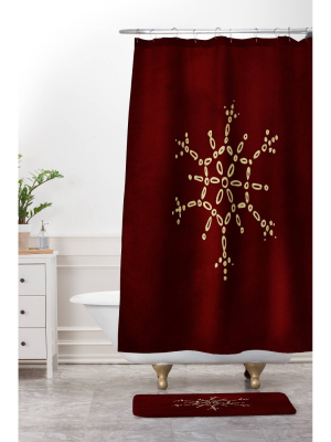 Chelsea Victoria Snowflake Shower Curtain Red - Deny Designs