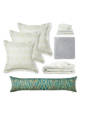 Light Teal Vines Suzani - Ultimate Bedding Bundle