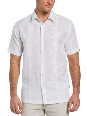Paisley Embroidered Panel Linen-blend Shirt