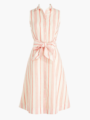 Sleeveless Tie-waist Shirtdress