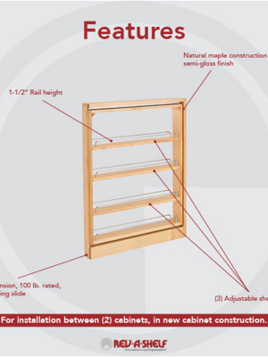 Rev-a-shelf 432-bfbbsc-3c 3 Inch Wide Base Filler Adjustable Soft Close Pullout Shelves Kitchen Storage Organizer Unit