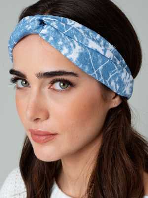 Tie Dye And Paisley Print Denim Chunky Headwrap