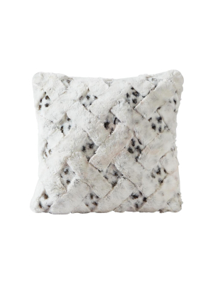 De Moocci Textured 3d Super Soft Luxury Faux Fur Pillow-white