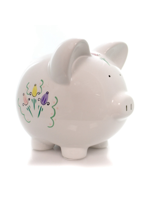 Bank 7.5" Bank Rose Petal Ceramic Piggy - Decorative Banks