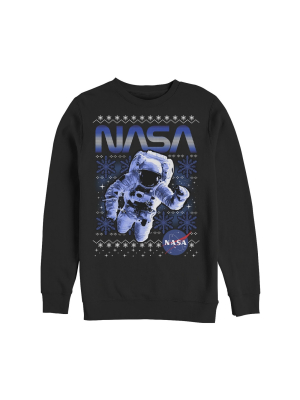 Men's Nasa Ugly Christmas Astronaut Print Sweatshirt