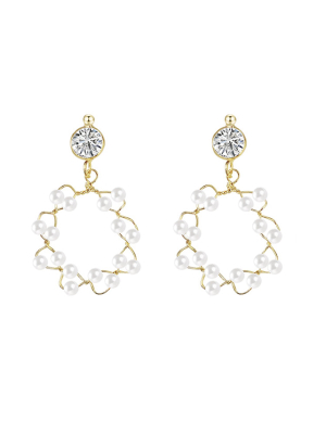 'tracy' Hollow Circle Pearl Earrings