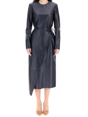 Sportmax Wrapped Leather Midi Dress