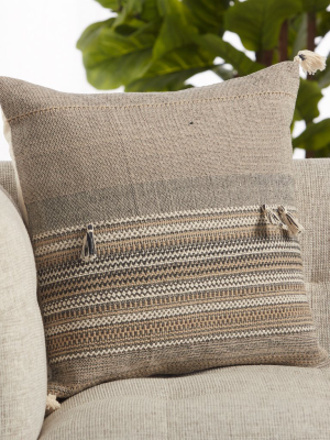 Cainen Stripes Pillow In Brown & Cream
