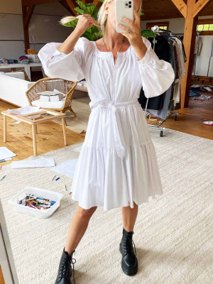 Odette Tier Dress - White Poplin