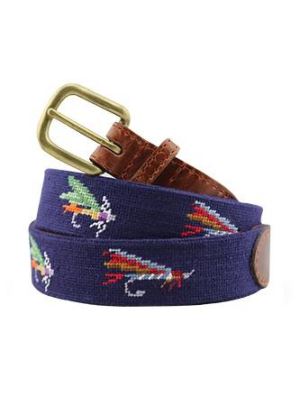 Fishing Flies Needlepoint Belt