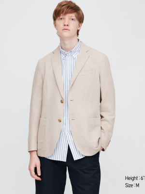 Men Linen Blended Jacket