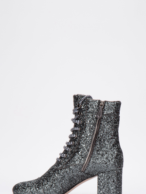 Miu Miu Glitter Lace-up Boots