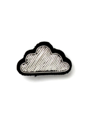 Hand Embroidered Small Silver Cloud Pin