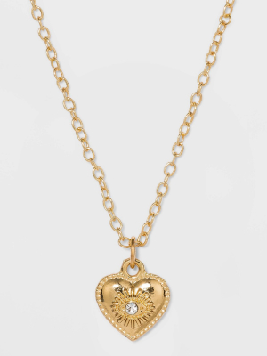 Heart With Evil Eye Charm Necklace - Wild Fable™ Gold