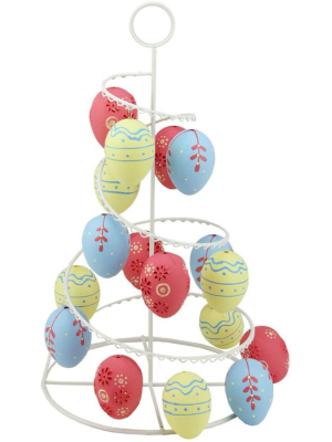 Northlight 14.25" Floral Cut-out Spring Easter Egg Tree Decoration - Yellow/pink