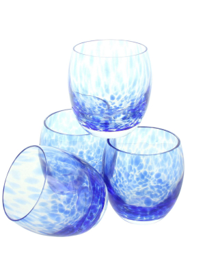 Blue Rose Polish Pottery Cobalt Confetti Juice Glass Set