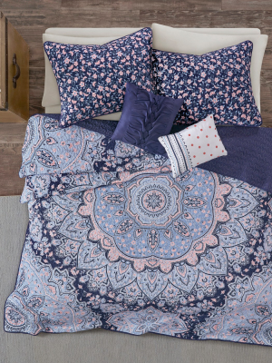 Willow Boho Coverlet Set Blue