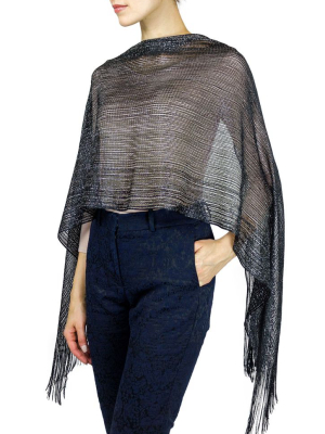 Metallic Dressy Shawl With Fringe