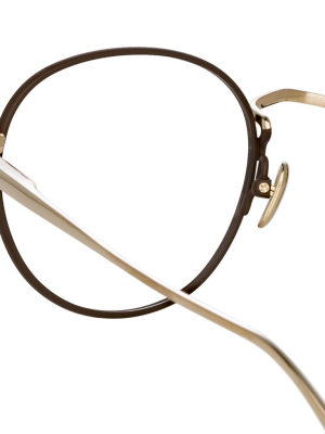 Anton Oval Optical Frame In Light Gold And Brown